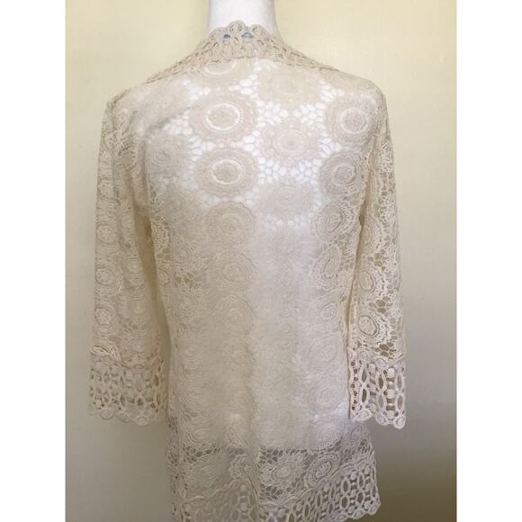 Solitaire Swim Cover Up Lace Cream Beige Lace Cover Up Size M - Picture 3 of 16